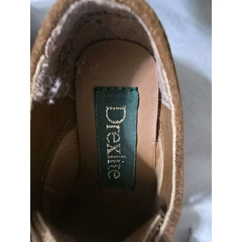 Drexlite Kids Unisex Buck Oxfords Classic Retro Tan Leather Suede Dress Shoes 5M